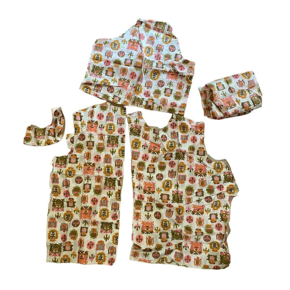 Vintage Scrap Fabric 1960s Retro Colorful Unfinished Simplicity Blouse Pattern